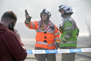 A police cordon was in place while fire crews worked at the scene