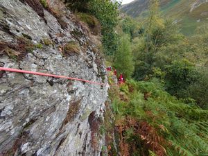 The rescuers at Llanrhaeadr Waterfall