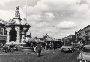 The fountain and open air market in Dudley, pictured in May 1981, when plans for a Black Country Mid-Summer Market and Fair in June were well ahead. 