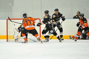 Telford Tigers captain Scott McKenzie launches another attack on the Milton Keynes goal.  Photo: Matt Giles
