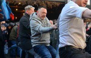 Action from the tug of war between The Feathers and The Bull Hotel.