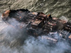 The Solong container ship drifts in the Humber Estuary (PA)