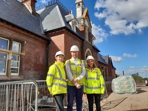 From left project team Kirsty Liddell, James Aucote, and Victoria Bowker in front of the Gower building. Picture: LDRS