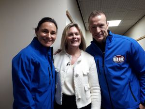 Blue team Dame Sarah Storey and Richard Whitehead with Kate Bliss  