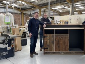 Twin Design owners Tully and Declan Gallagher with Walsall Business Support board member John Murray