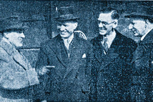 Founding fathers of boxing at the Civic: Mr Patsy Hagate, Sgt Teddy Waltham, Mr W Scholefield, and Bert Wilson