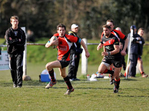 Wolverhampton RUFC v Ludlow. W'ton in black. Pictured, Joe Doyle.