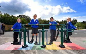 The new exercise equipment can provide for several children at once