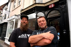 Business owners Steve Drinkwater and Dave Beattie at the Beat Street Cafe in Newport on Wednesday, September 3, 2025