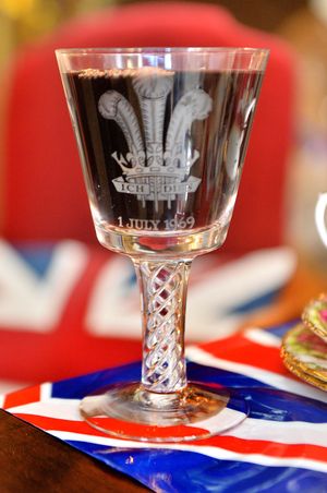 LAST COPYRIGHT SHROPSHIRE STAR STEVE LEATH 25/04/2023..Pic in Bridgnorth at Old Mill Antiques, of John Ridgway with a goblet produced for the Royal Investiture in the 1960's..