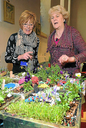 Sue Conneely and Dill Buchanan take a close look at the display