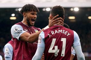 Aston Villa's Jacob Ramsey celebrates scoring their side's third goal