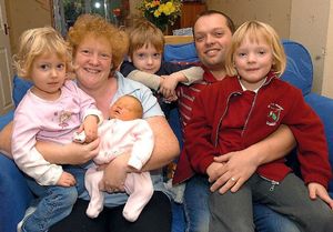 Parents Alison and Richard with Emily, James, Catherine and baby Isobel
