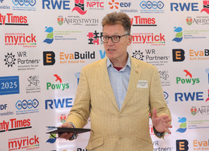 Powys County Council leader Councillor Jake Berriman speaking at the launch event