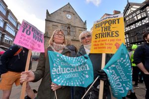 Shropshire Council employee Sarah Clarke and supporter Adele John