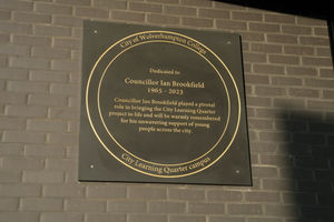 The new plaque at the City Learning Quarter college campus dedicated to Ian Brookfield