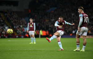 Aston Villa's Conor Hourihane scores