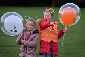 Taking part in Acorns Glow Walk is Lottie-Louise Hutchinson, six, and Hennesy Moy, seven