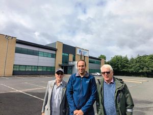 From left to right

Local resident Gordon Laird, Councillor Keiran Casey and Local resident Terry Ledbury at the new station site on the Castlegate Complex.
