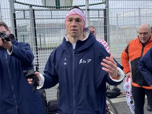 Kevin Sinfield at the end of the Belfast leg of his 7 in 7 in 7 Challenge