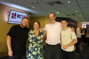 L-R: Jaydon Manders of Lumberjaxe with BCRS senior business development manager Louise Armstrong, chief executive Stephen Deakin and Brendon Manders of Lumberjaxe