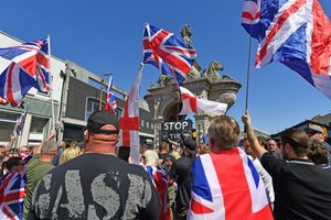 There were British and English flags all across one of the protests