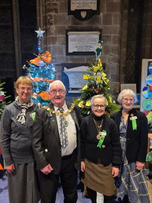 Mayor of Stafford BC, Cllr Frank James with SFWI Trustees