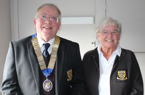 Changing of the guard - President Simon Fullard with past President Brenda Slingo  