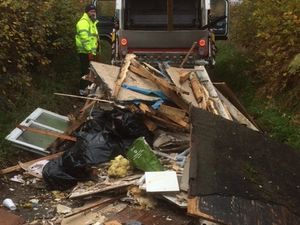Supporting image for story: Road blocked after huge pile of rubbish is dumped
