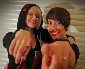 Kimberly Wyatt, during her visit to lead a dance class, with Inspire 2 Dance principal Emma Dugmore, of Wolverhampton, at Haden Hill Leisure Centre, Cradley Heath