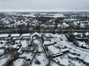 Shrewsbury under snow, photographed by Ross Jones of SY View