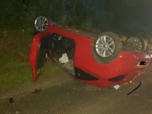 Supporting image for story: Appeal to trace driver as car flips onto roof in Shropshire border crash