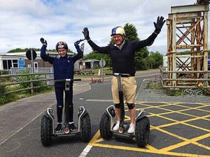 Emily and Russell get to grips with their Segways before going off-road