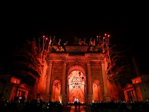 Supporting image for story: Winter Olympics opens in style with unprecedented double cauldron lighting