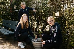 Pupils at William Brookes School in Much Wenlock are working together to transform their Tokyo SEND Hub garden. In Picture L>R: Isla Trindall 14, Henry Taylor 13 and Jamie Langford 14