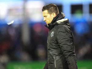 Mat Sadler looks deflated after Walsall's defeat at Barrow in November 2023.