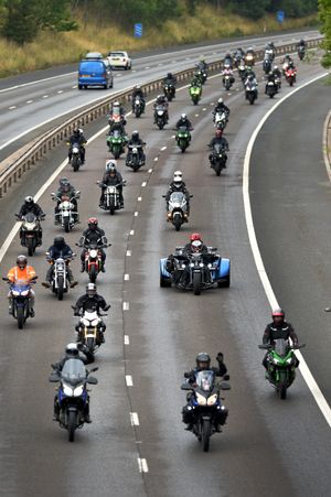 Bike4Life 2025. Crowds watched the convoy from the Ercall Lane bridge over the M54