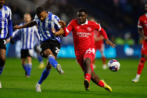 Christian Saydee of Shrewsbury Town and Michael Ihiekwe of Sheffield Wednesday (AMA)