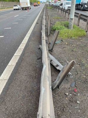 Some of the damaged safety barrier after the incident