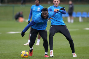 Daryl Dike battles with Caleb Taylor (Photo by Adam Fradgley/West Bromwich Albion FC via Getty Images).