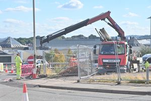 Roadworks ahead of trams arriving at Merry Hill
