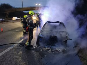 Supporting image for story: Car gutted in M5 fire as blaze causes long delays near West Bromwich