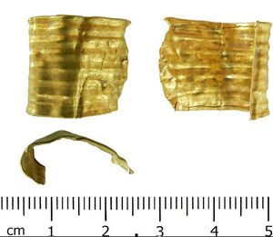 The gold bead discovered in Wem in 2016.