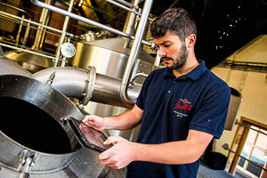 Joe Taylor controls the mash tun with an iPad