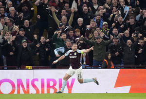 Aston Villa's John McGinn celebrates scoring their side's first goal of the game during the UEFA Europa League round of sixteen, second leg match at Villa Park, Birmingham. Picture date: Thursday March 19, 2026.