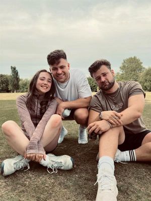 William Druce, centre, with sister Sophie and older brother Louis