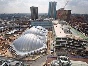 Supporting image for story: Watch as Birmingham New Street station's futuristic roof is completed