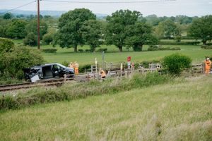 The scene of the crash just off the A458