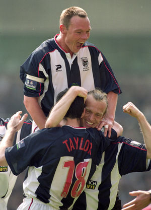 West Brom celebrate Bob Taylor's goal during a 2-0 win over Charlton Athletic.