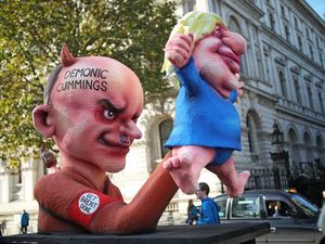 Supporting image for story: ‘Demonic Cummings’: People’s Vote effigy takes aim at Johnson ‘puppet master’